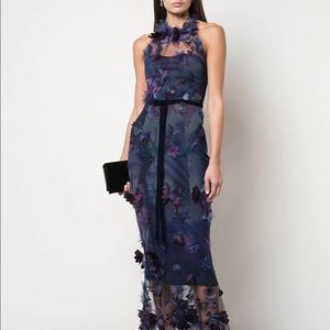 NWT Marchesa Notte Leaf long dress